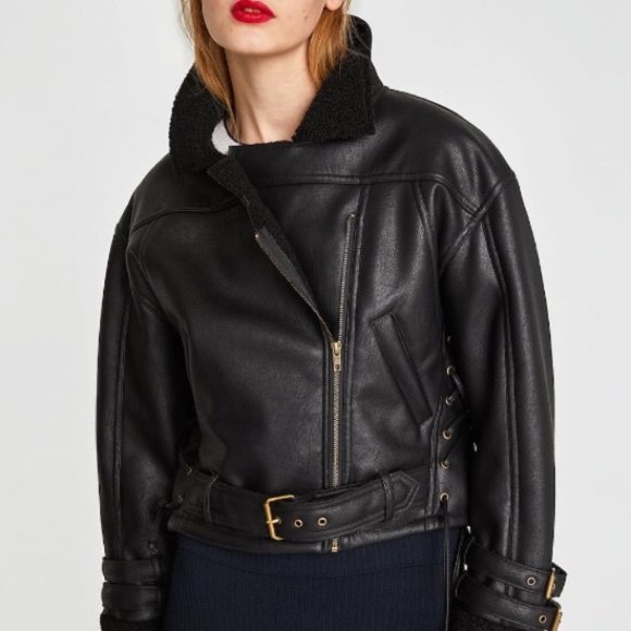 cropped biker jacket zara